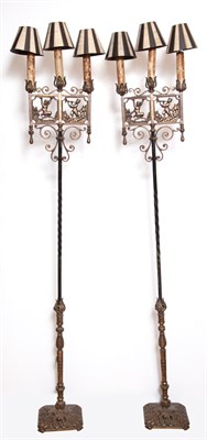 Lot 306 - Pair of Wrought Iron and Bronze Floor Lamps...