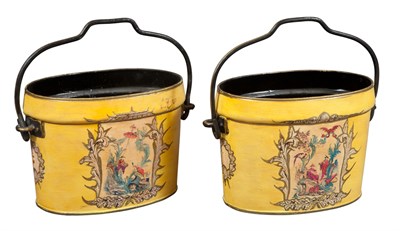 Lot 522 - Pair of Tole Painted Jardinieres Height 10...