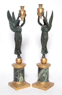 Lot 485 - Pair of Empire Style Gilt and Patinated-Bronze...