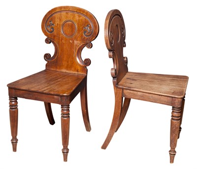 Lot 387 - Pair of William IV Style Mahogany Hall Chairs