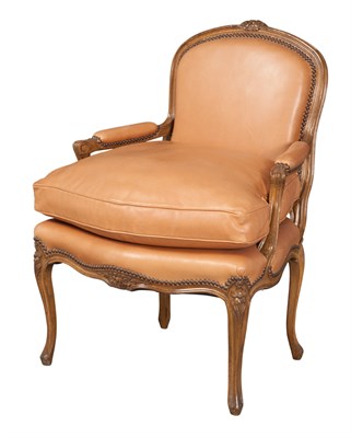 Lot 269 - Louis XV Style Upholstered Beechwood Fauteuil