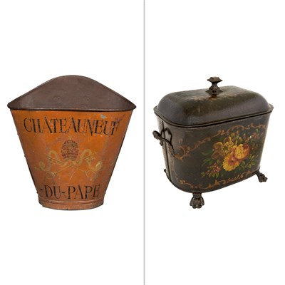 Lot 501 - Red and Parcel-Gilt Tôle-Peinte Kindling...