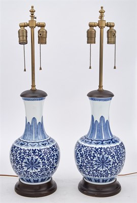 Lot 172 - Pair of Chinese Blue and White Porcelain Vases...