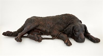 Lot 406 - Carved Stained Wood Figure of a Labrador...