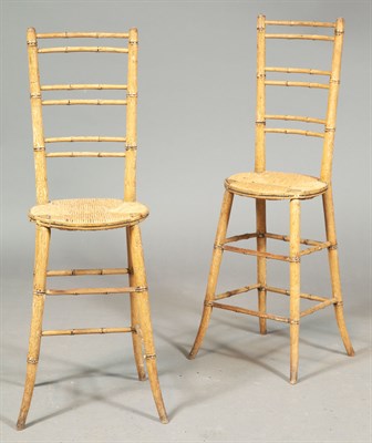 Lot 537 - Pair of Regency Faux Bamboo Painted High Back...