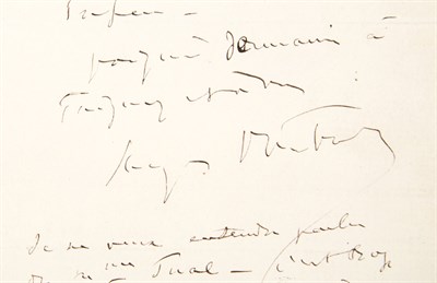 Lot 291 - OFFENBACH, JACQUES Autograph note in French...