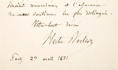 Lot 286 - BERLIOZ, HECTOR Autograph letter in French...