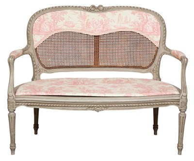 Lot 195 - Louis XV/XVI Style Painted, Caned and...