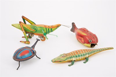Lot 198 - Pair of Butterfly on Wheels Tin Litho Toys...