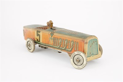 Lot 196 - Tin Litho Race Car with Driver Possibly Tippco...