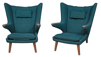 Lot 229 - Pair of Hans Wegner Teak and Upholstery Papa...