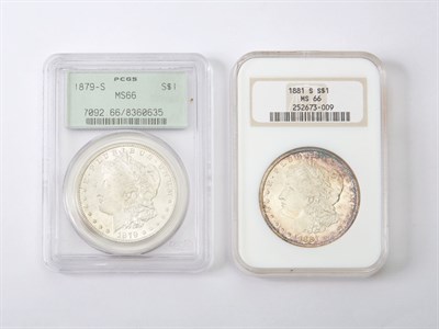 Lot 1169 - Two United States Morgan Dollars Two Gem coins...