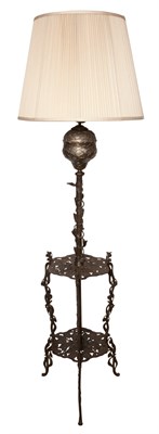 Lot 167 - Art Nouveau Style Patinated-Bronze Floor Lamp...