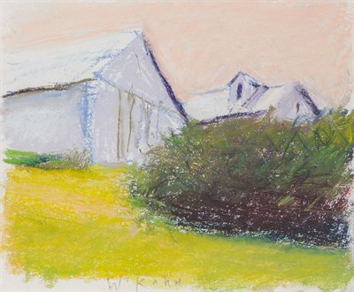 Lot 81 - Wolf Kahn American, b. 1927 Barn and Bushes,...