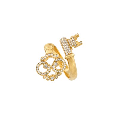 Lot 264 - Gold and Diamond Key Motif Ring