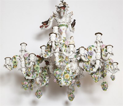 Lot 367 - Meissen Style Floral Encrusted Porcelain...