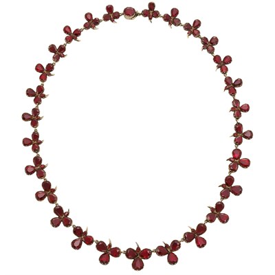 Lot 93 - Antique Low Karat Gold and Garnet Necklace