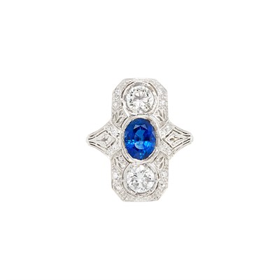 Lot 169 - Platinum, Diamond and Sapphire Ring