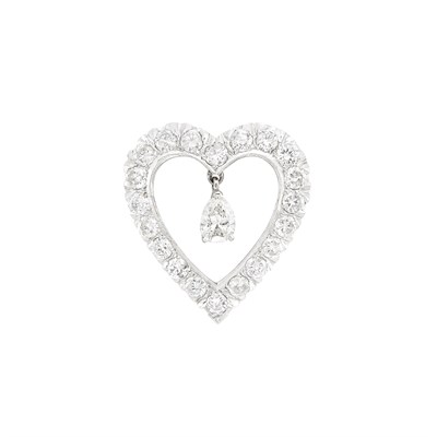Lot 279 - White Gold and Diamond Heart Pendant