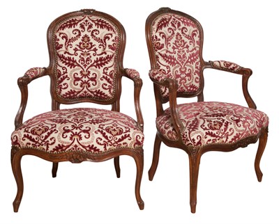 Lot 478 - Pair of Louis XV Style Upholstered Fruitwood...