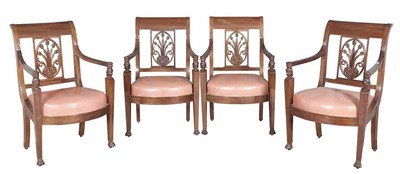 Lot 418 - Set of Four Empire Mahogany Fauteuils à la...