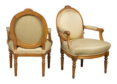 Lot 386 - Set of Four Louis XVI Elmwood Fauteuils à la...