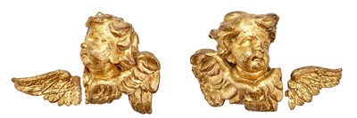 Lot 114 - Pair of Continental Giltwood Cherubs' Heads...