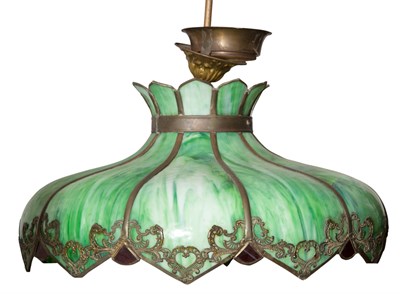 Lot 204 - Green Slag Glass Chandelier Height 13 inches,...