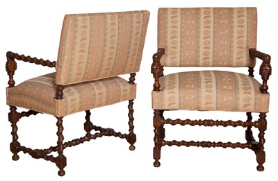 Lot 584 - Pair of Baroque Style Upholstered Walnut Open...