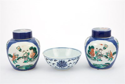 Lot 340 - Pair of Chinese Famille Verte Porcelain...