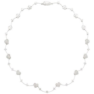 Lot 388 - White Gold and Diamond Heart Necklace