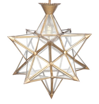 Lot 335 - Metal and Glass Moravian Star Form Hanging...