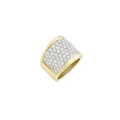 Lot 40 - Wide Two-Color Gold and Diamond Ring