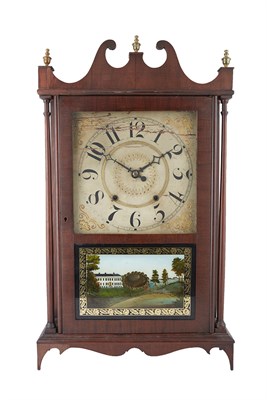 Lot 265 - Mahogany and Églomisé Pillar and Scroll Clock...