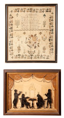 Lot 409 - Framed Silhouette of Chess Players; Together...