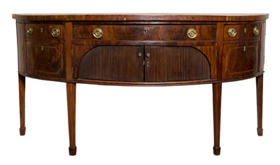 Lot 365 - George III Style Inlaid Mahogany Bow-Front...