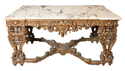 Lot 339 - Louis XIV Style Marble Top Giltwood Center...