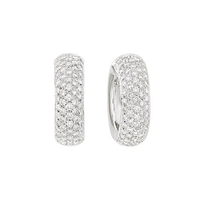 Lot 260 - Pair of White Gold and Diamond Hoop Earrings