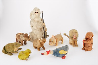 Lot 199 - Group of Flocked Wind-Up Toys Approximately...