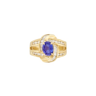 Lot 245 - Gold, Tanzanite and Diamond Ring