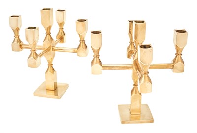 Lot 198 - Pair of Gusums Bruk Brass Five-Light...