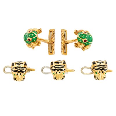 Lot 603 - Gold and Enamel Animal Dress Set, David Webb