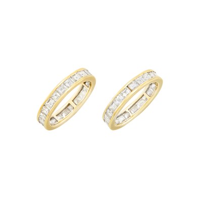 Lot 208 - Pair of Gold and Diamond Band Rings