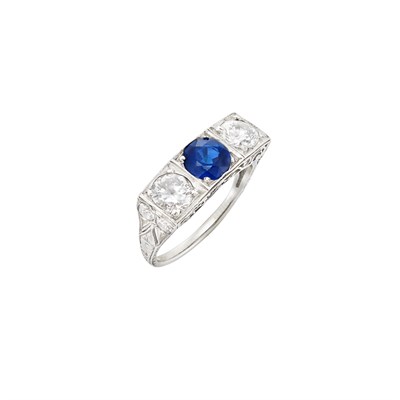 Lot 187 - Platinum, Sapphire and Diamond Ring