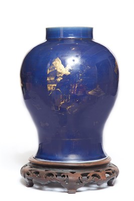 Lot 209 - Chinese Gilt-Decorated Cobalt Ground Ceramic...