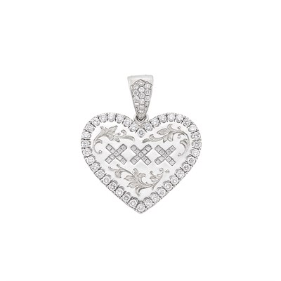 Lot 166 - White Gold and Diamond Heart Pendant