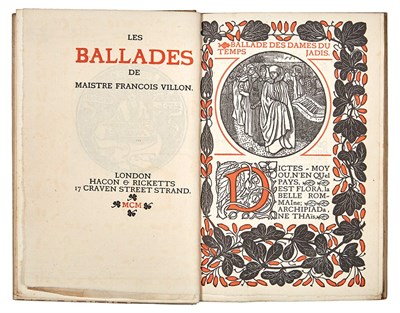 Lot 263 - [ERAGNY PRESS] VILLON, FRANCOIS. Les Ballades....