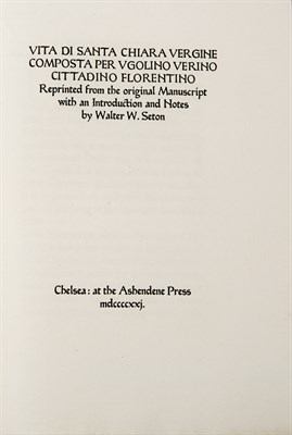 Lot 255 - [ASHENDENE PRESS] VERINO, UGOLINO. Vita di...