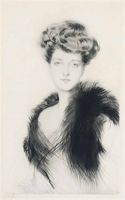 Lot 81 - Paul César Helleu (1859-1927) WOMAN IN A FUR...