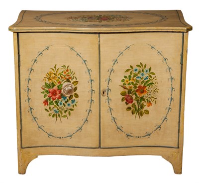 Lot 264 - George III Style Paint Decorated Wood Cabinet...
